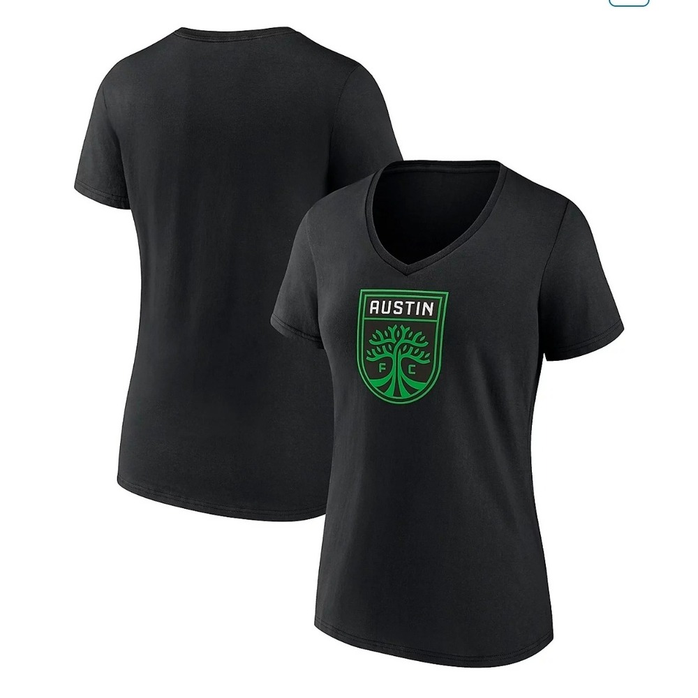 New BoxerCraft Austin FC‎ MLS Ribbed Square Neck Lettuce Hem T Shirt Top Large